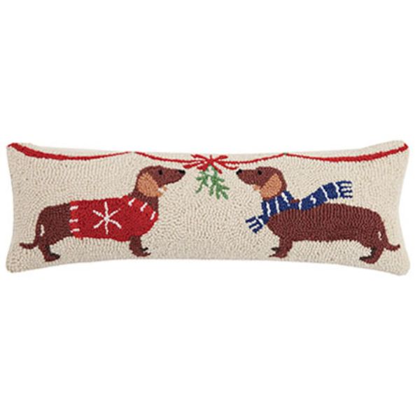 Picture of Peking Handicraft 31TX41AC24OB 8 x 24 in. Mistletoe Dachshunds Hook Pillow Poly-Filled