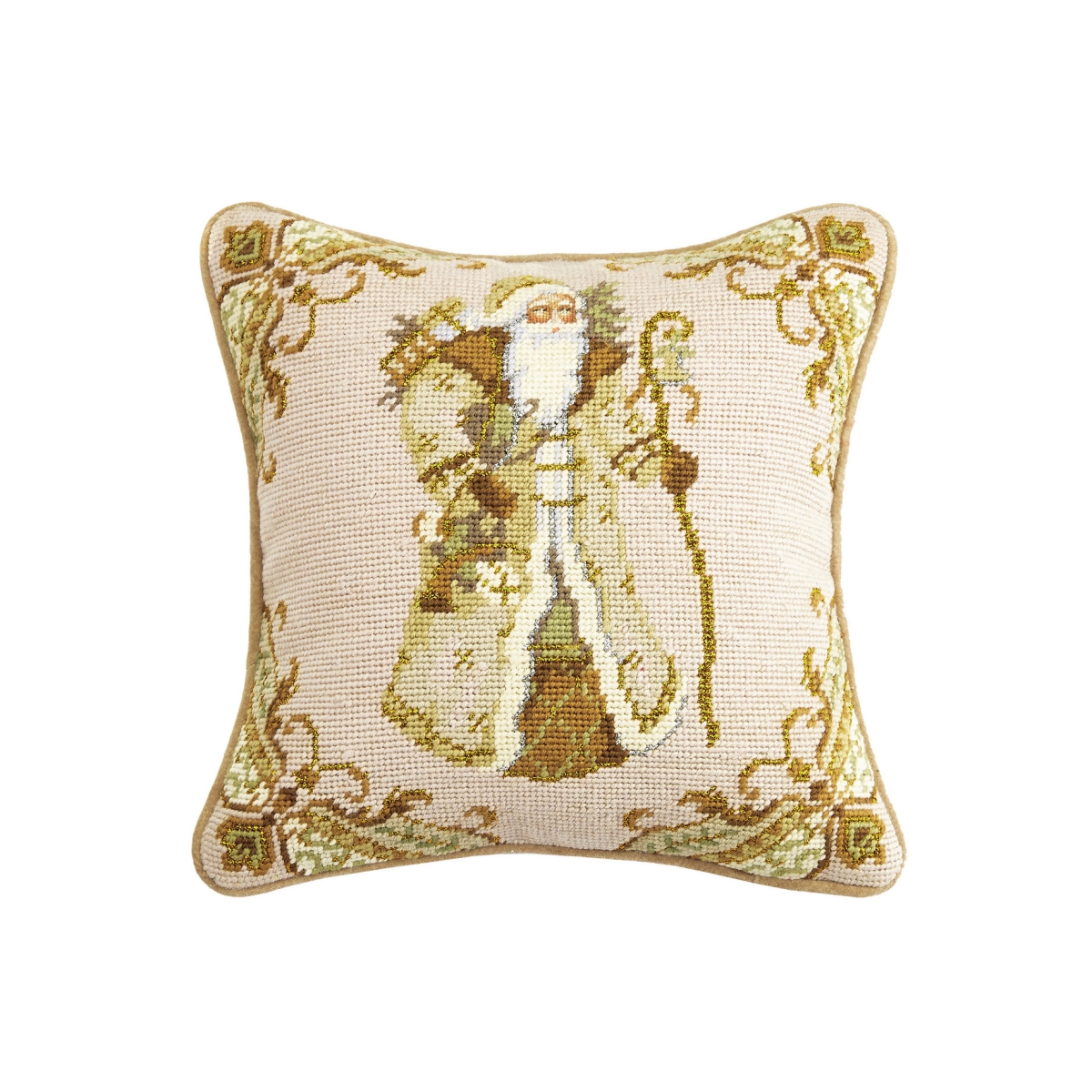 Picture of Peking Handicraft 31SJM7052BC12SQ 12 x 12 in. Santa Needle Point Poly-Fill Pillow