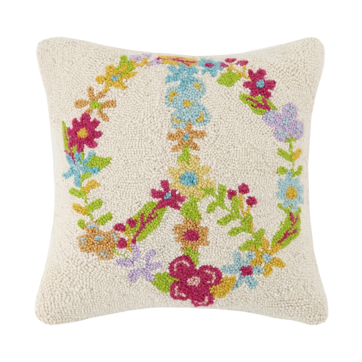 Picture of Peking Handicraft 30HRS1547C16SQ 16 x 16 in. Floral Peace Hook Poly-Fill Pillow