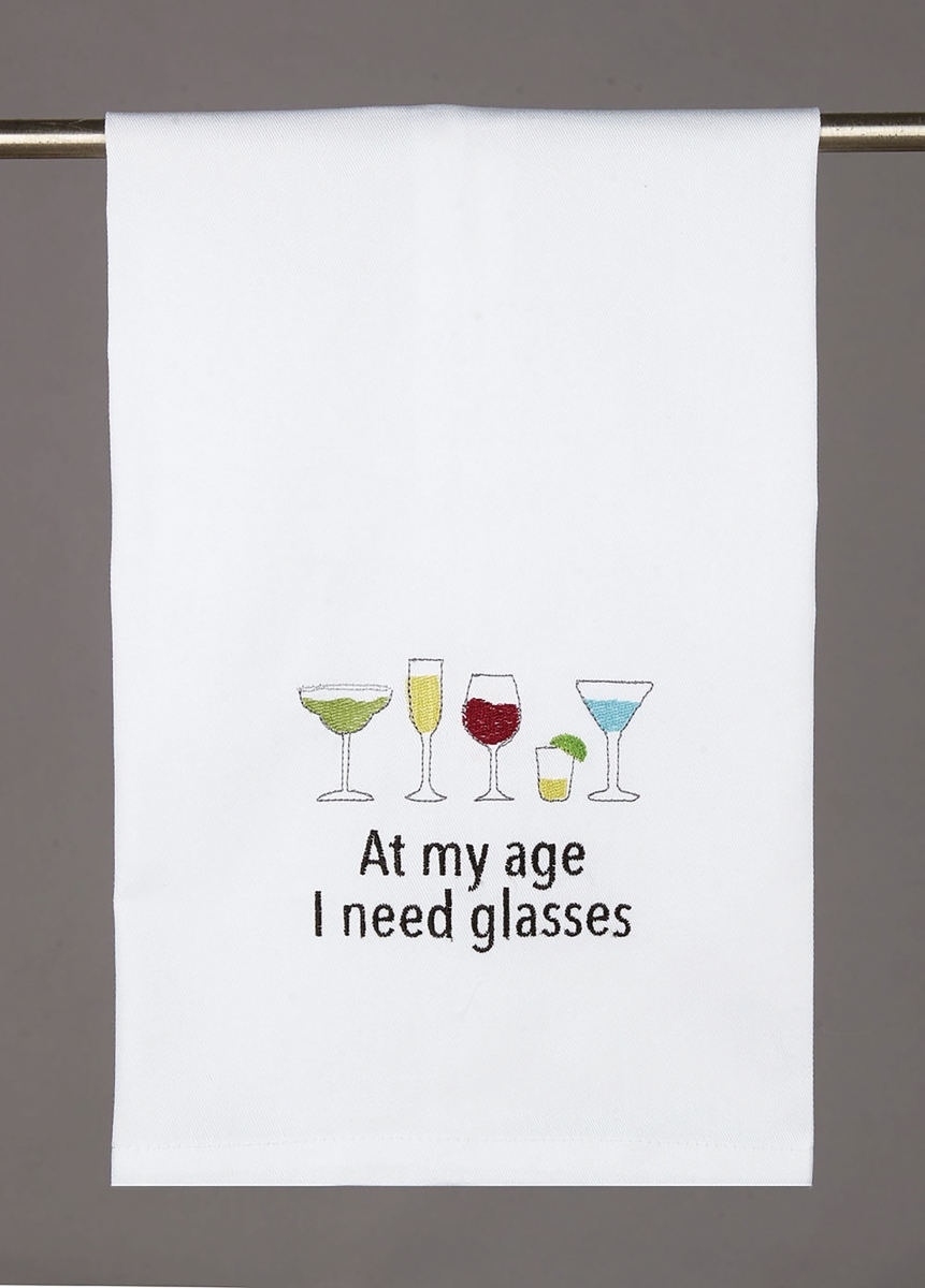 Picture of Peking Handicraft 04HRS1666WC 16 x 25 in. At My Age I Need Classes Embroidered Kitchen Towel