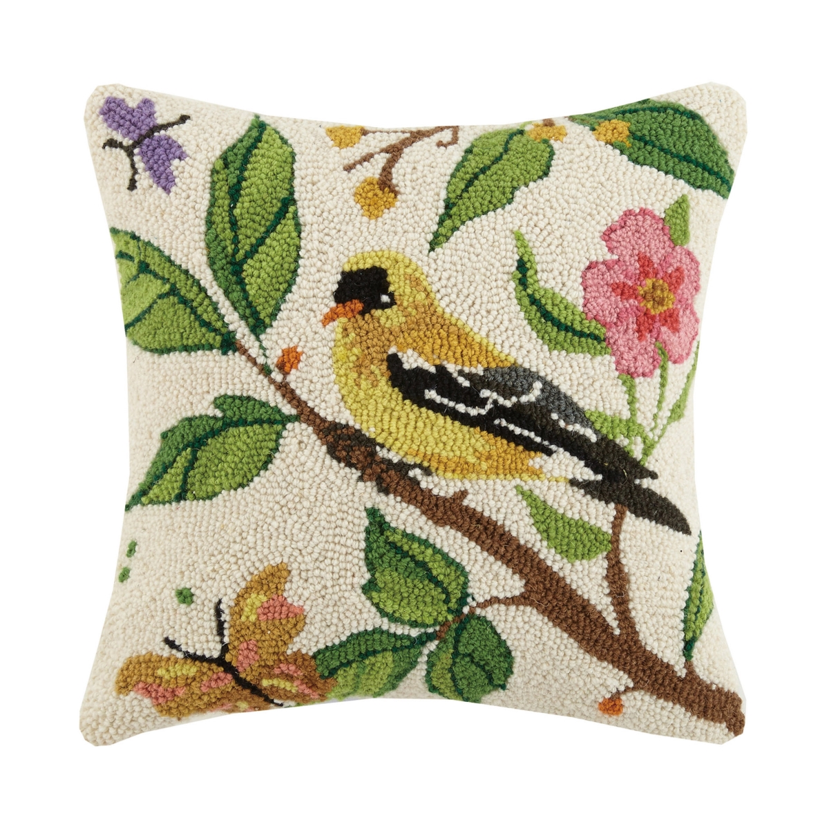 16 x 16 in. Goldfinch Square Poly Filled Hook Pillow