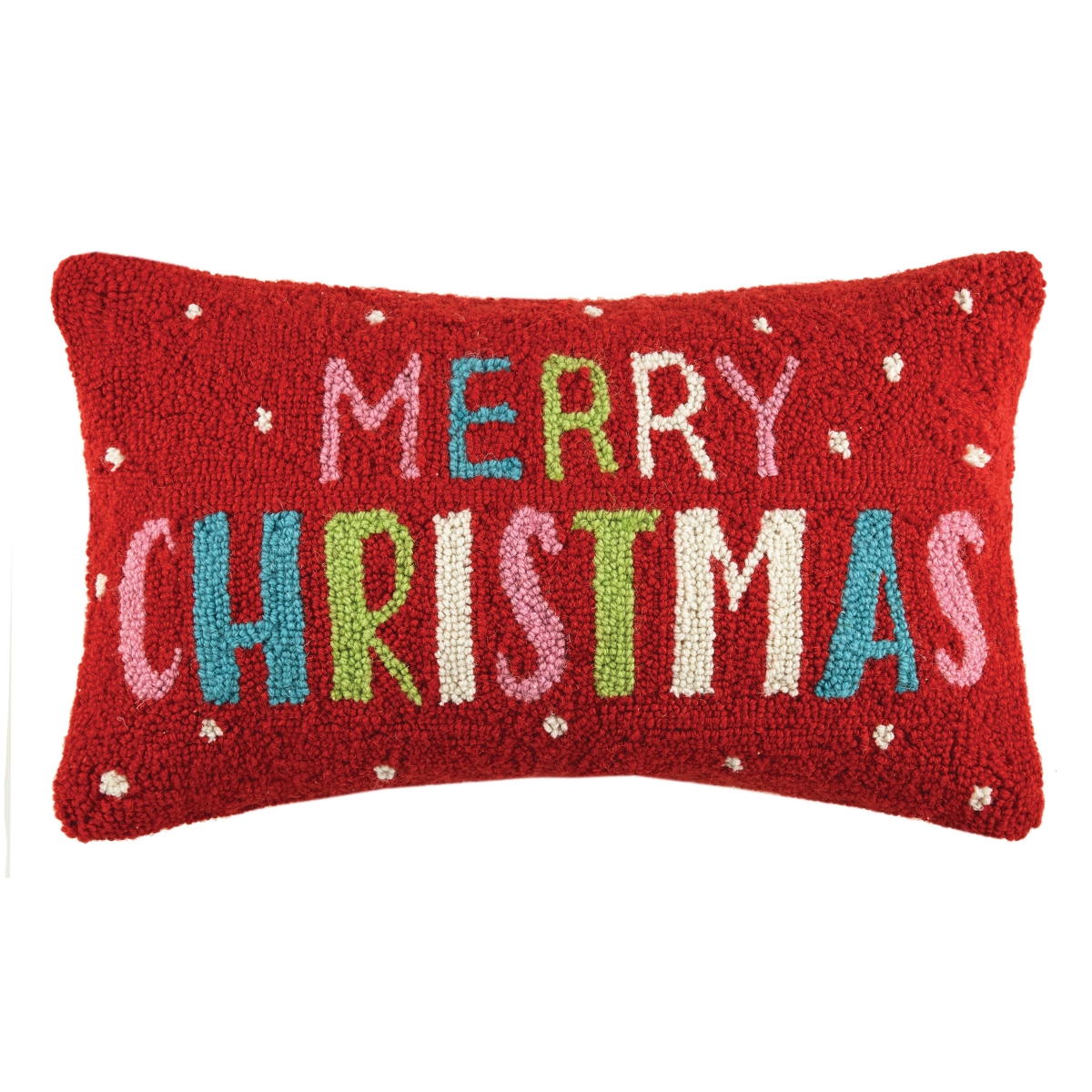 31HRS2016C20OB 12 x 20 in. Multi Merry Christmas Wool & Cotton Hook Pillow
