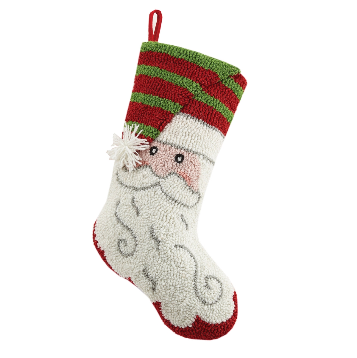 10 x 20 in. 3D Striped Santa Hook Stocking