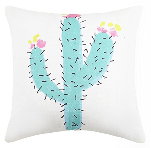 16 x 16 in. Cacti Reversible Canvas Pillow, Turquoise