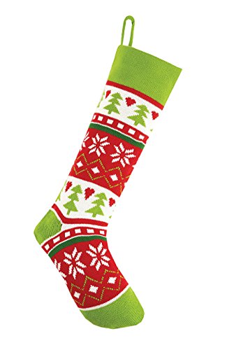 7 x 24 in. Fair Isle Tree Knit Stocking