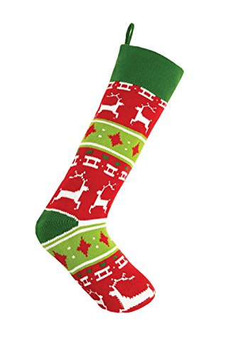 7 x 24 in. Fair Isle Reindeer Knit Stocking