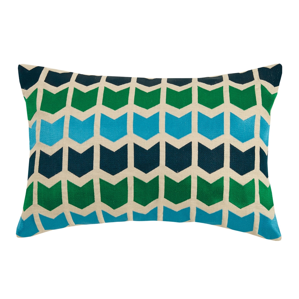 on Point Embroidered Decorative Pillow, Blue