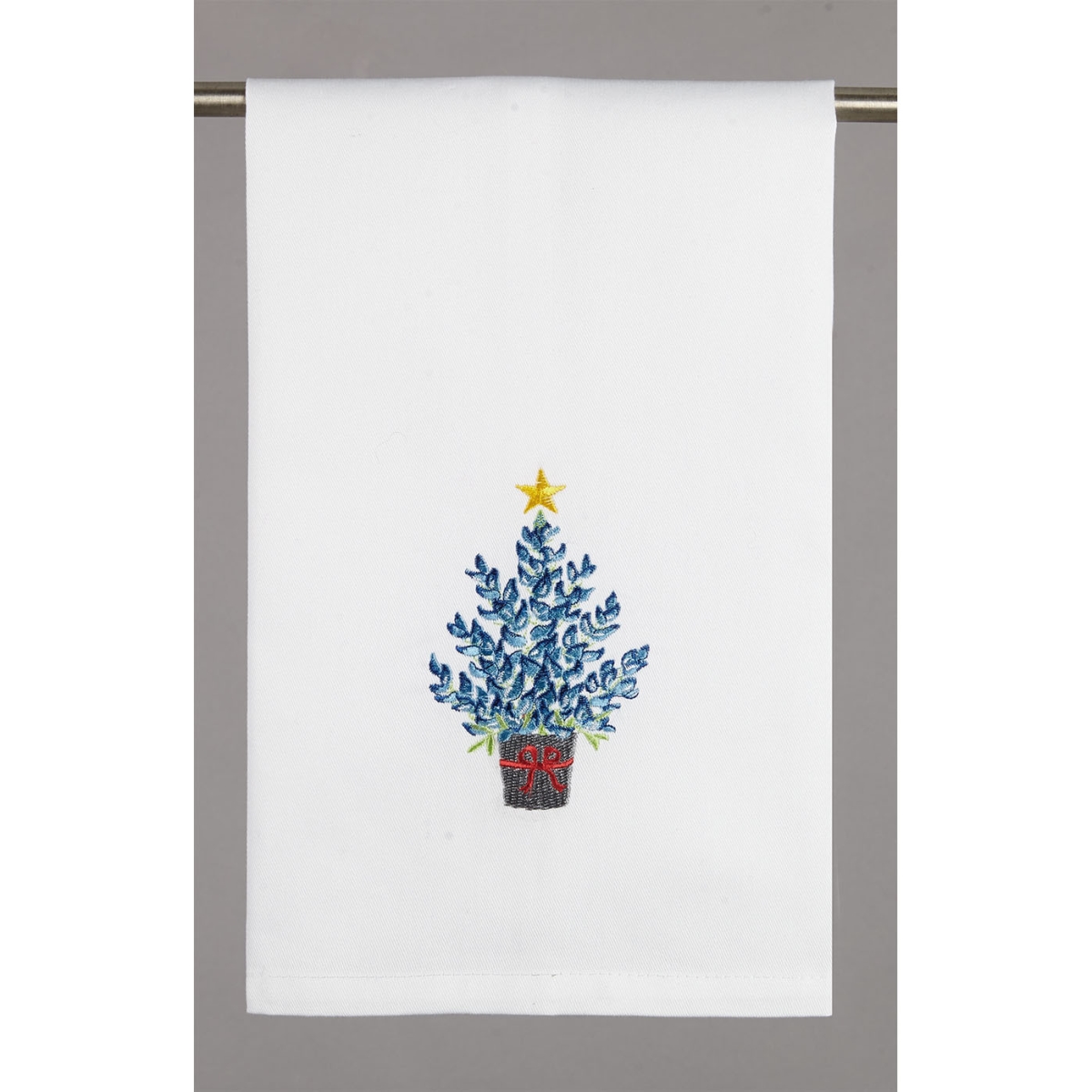 16 x 25 in. Bonnet Xmas Tree Embroidered Kitchen Towel, Blue