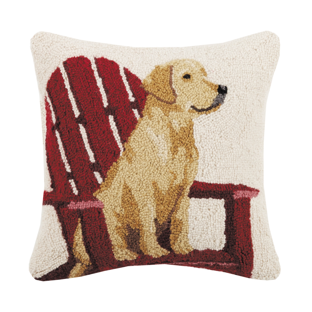 Picture of Peking Handicraft 30SJM9240C16SQ 16 x 16 in. Adirondack Poly Filled Hook Pillow with Retriever