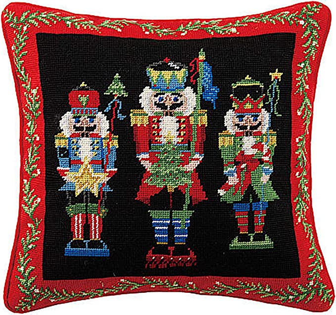 Picture of Peking Handicraft 31SERX302C16SQ 16 x 16 in. Nutcracker Pageantry Needlepoint Christmas Pillow