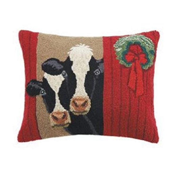 Picture of Peking Handicraft 31LOH06C20OB 16 x 20 in. Holiday Cows Poly-Filled Hook Pillow