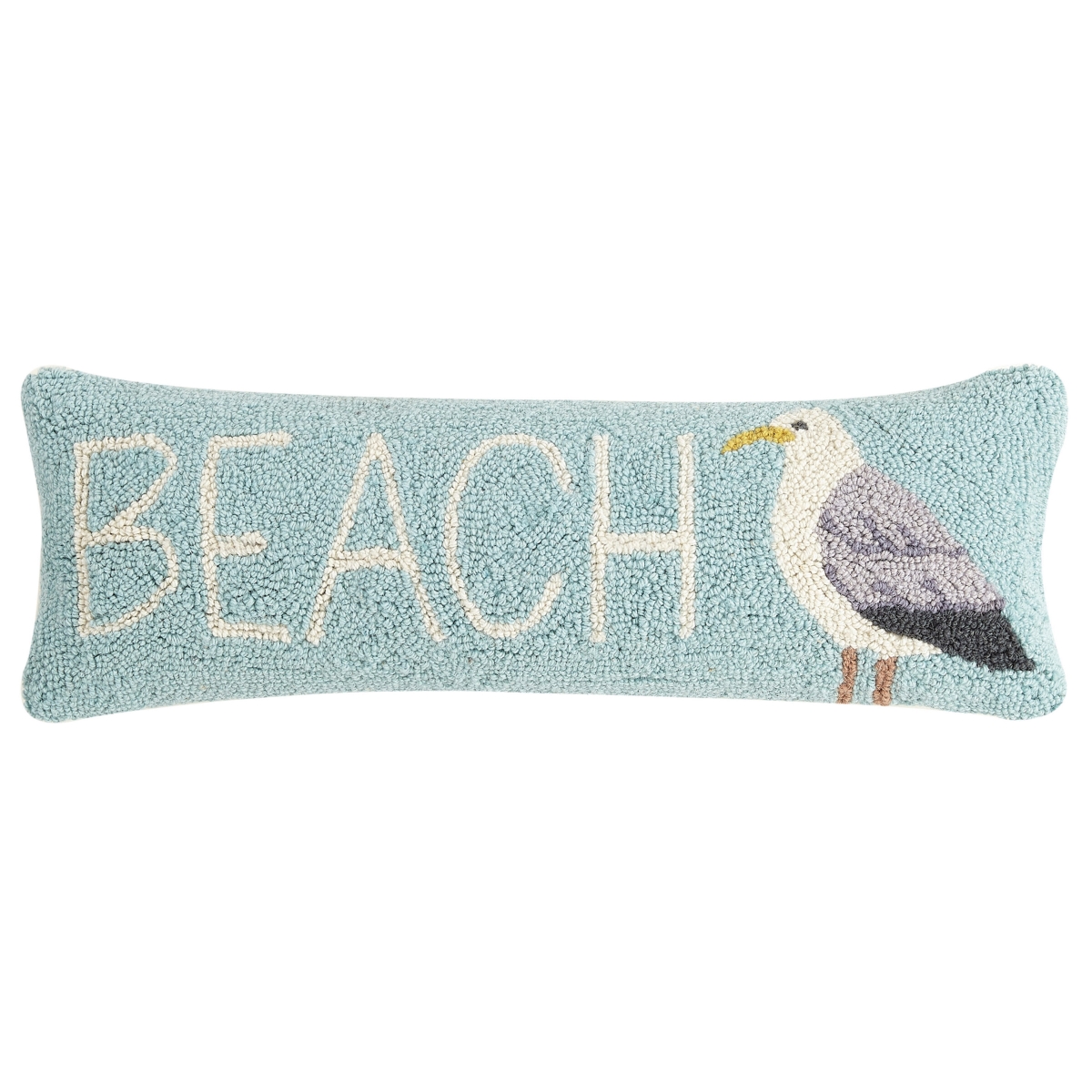 30JES956C24OB 8 x 24 in. Beach & Seagull Lumbar Hook Pillow with Poly-Fill