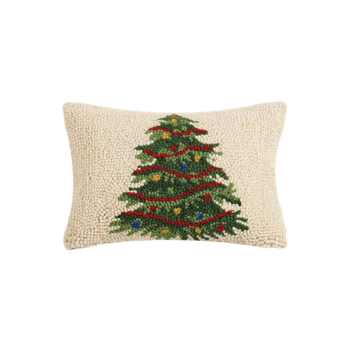 8 x 12 in. Christmas Tree Poly-filled Rectangular Hook Pillow, Multi Color