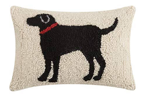 30JES1459C12OB 8 x 12 in. Black Dog Wool & Cotton Pillow, Multi Color