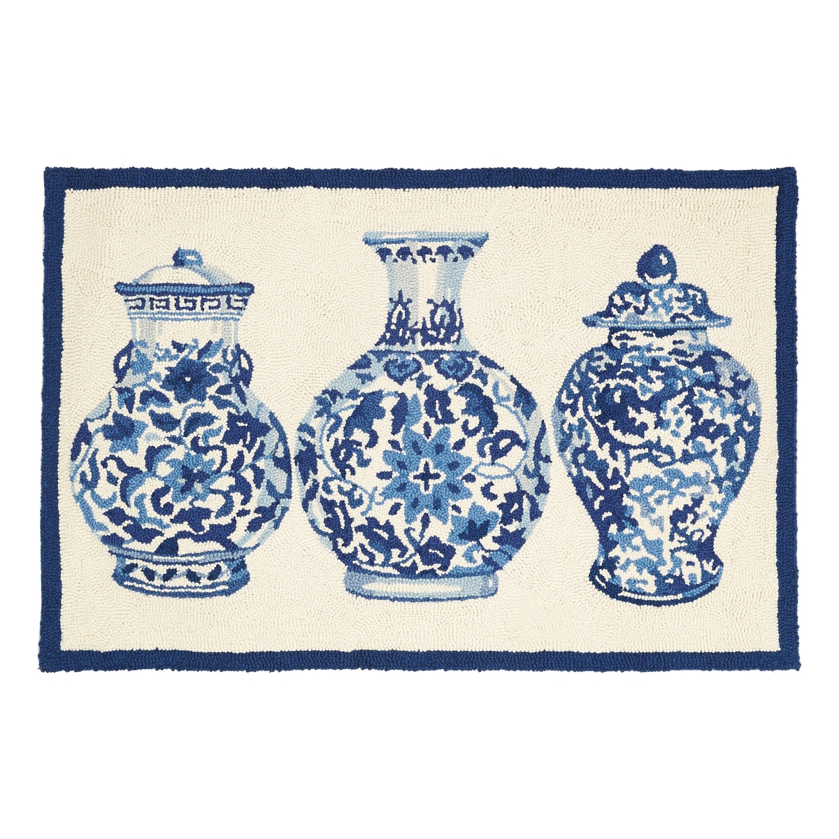 Picture of Peking Handicraft 30SER515C03 2 x 3 ft. Chinoiserie Vases Hand Hook Rug