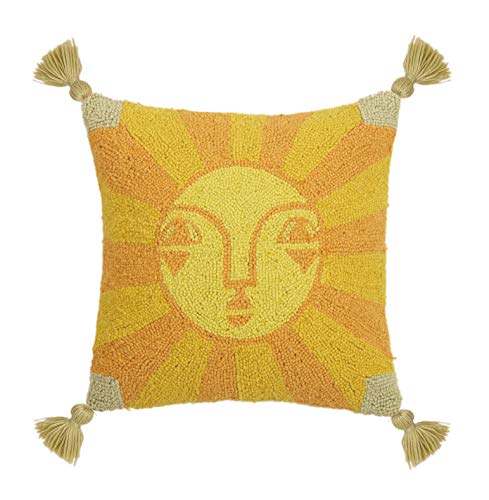 16 x 16 in. LeoTassels Hook Pillow, Yellow