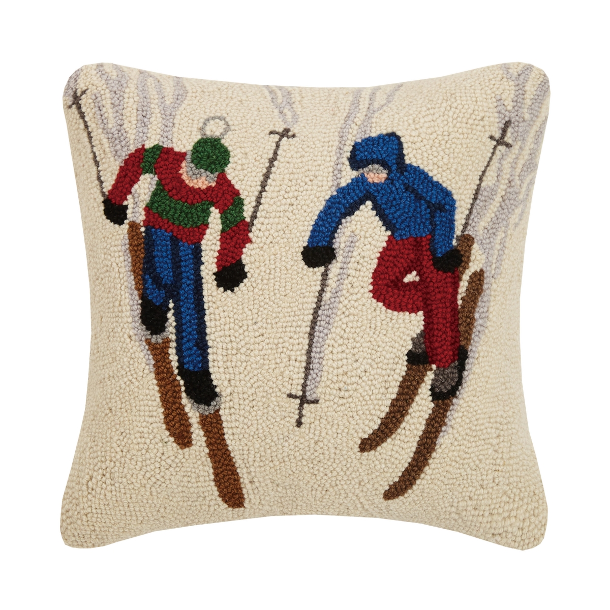 31JES1725C16SQ 16 x 16 in. Ski Buddies Poly-filled Square Hook Pillow, Multi Color