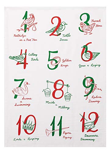 25 in. 12 Days of Christmas Kitchen Towel