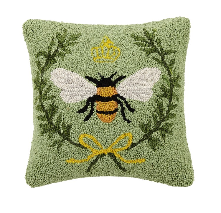14 x 14 in. Queen Bee Hooked Pillow, Poly Fibre - Square