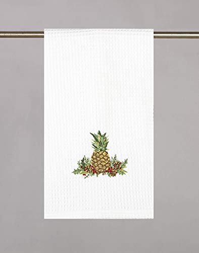 Picture of Peking Handicraft 04SERX394WC 16 x 25 in. Welcome Wishes Embroidered Waffle Weave Kitchen Towels, White 