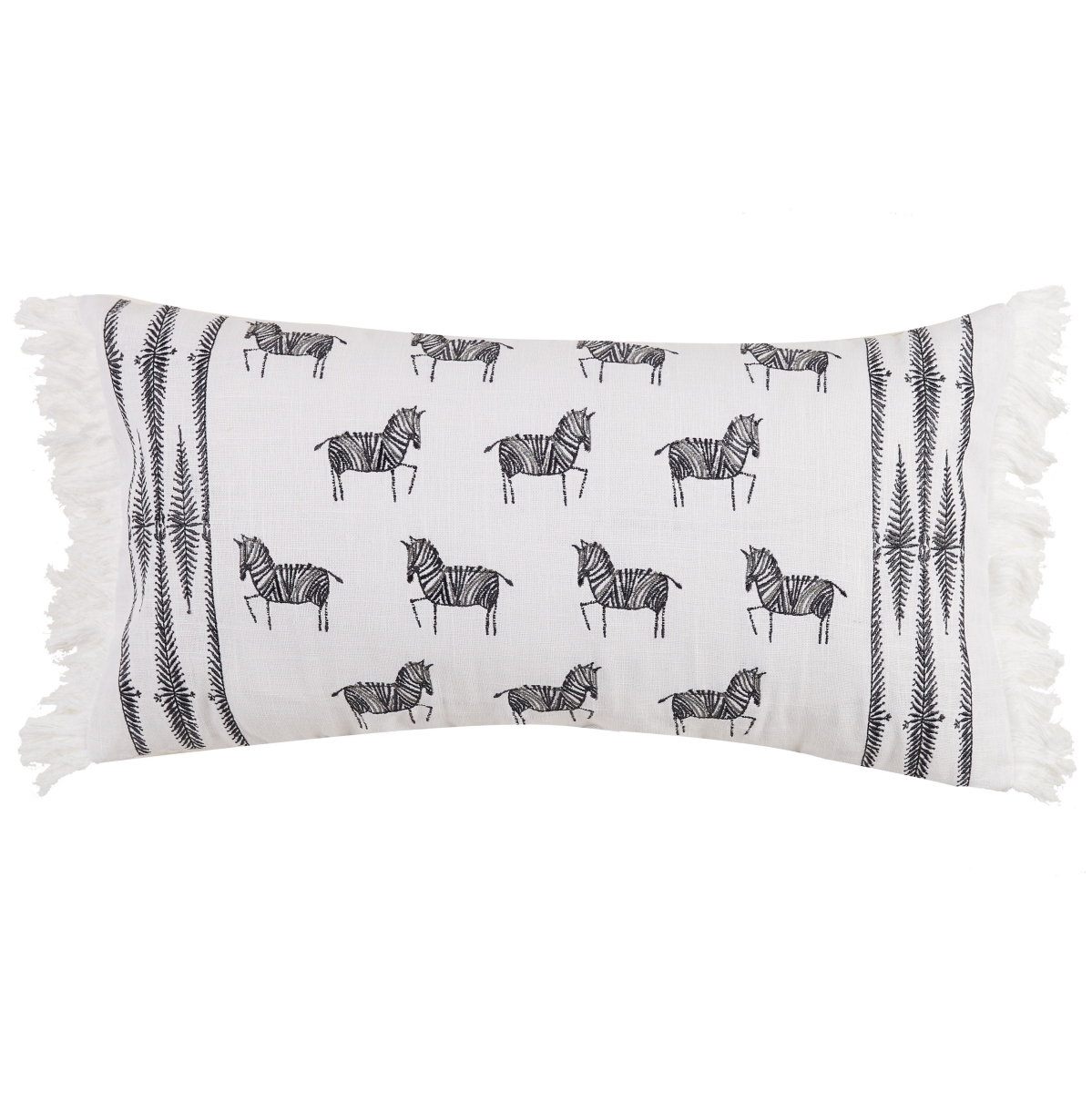 12 x 24 in. Zebra OB Embroidered Pillow with Tassels