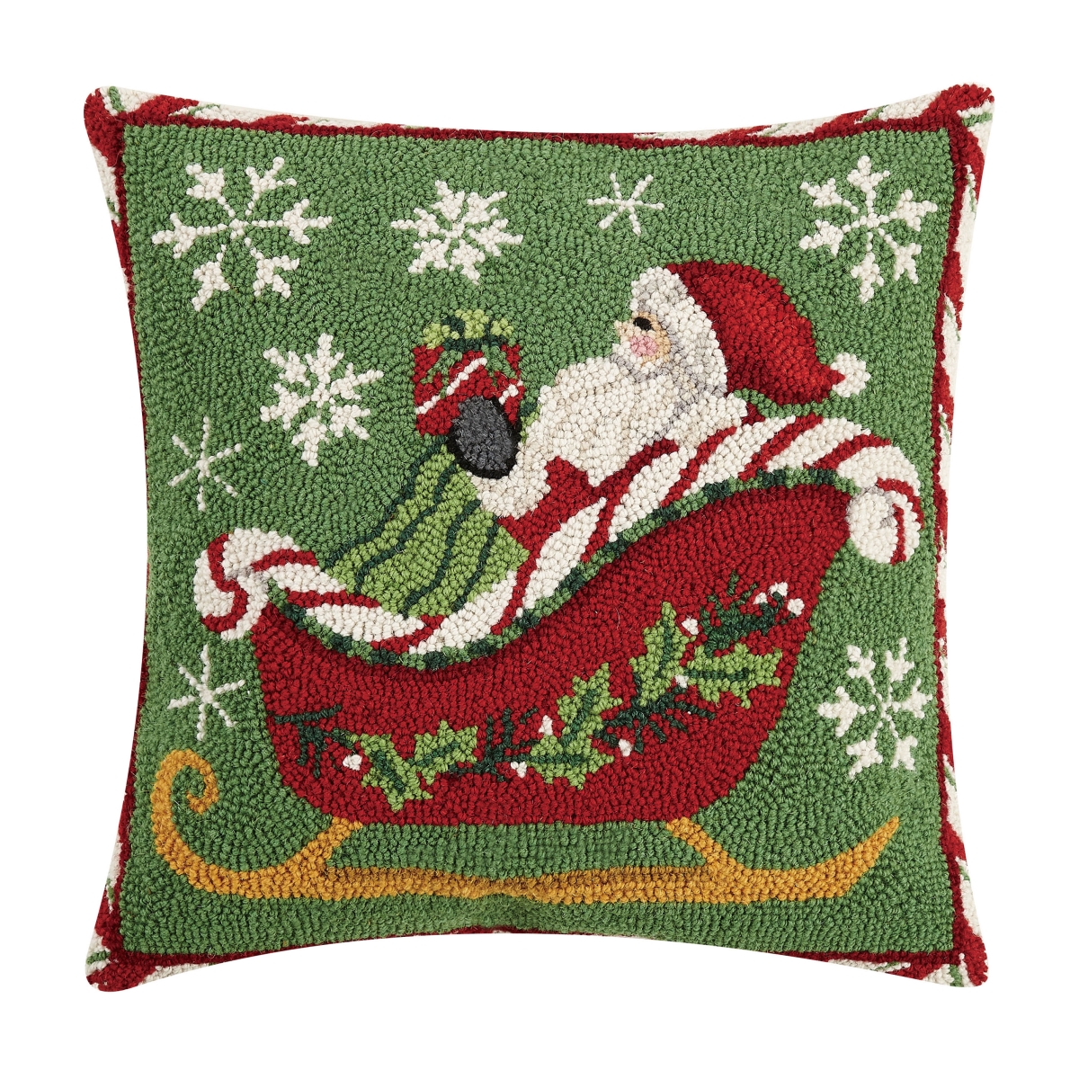 31SERX401C18SQ 18 x 18 in. Santa Sleigh Hook Pillow