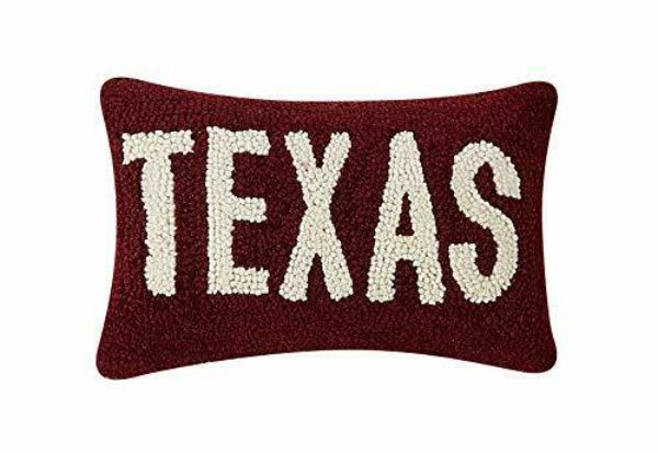 Picture of Peking Handicraft 30TG513C12OB 8 x 12 in. Poly Filled Hook Pillow&#44; Texas Maroon & White - Pack of 3