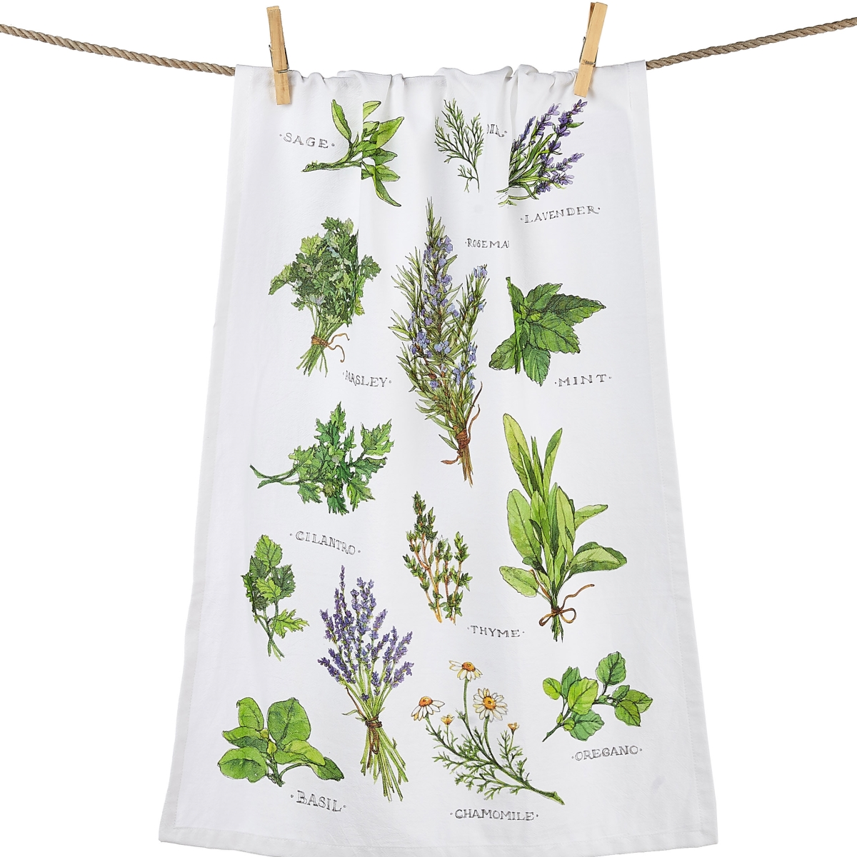 18 x 25 in. Field Guide Herbs Flour Sack Kitchen Towel