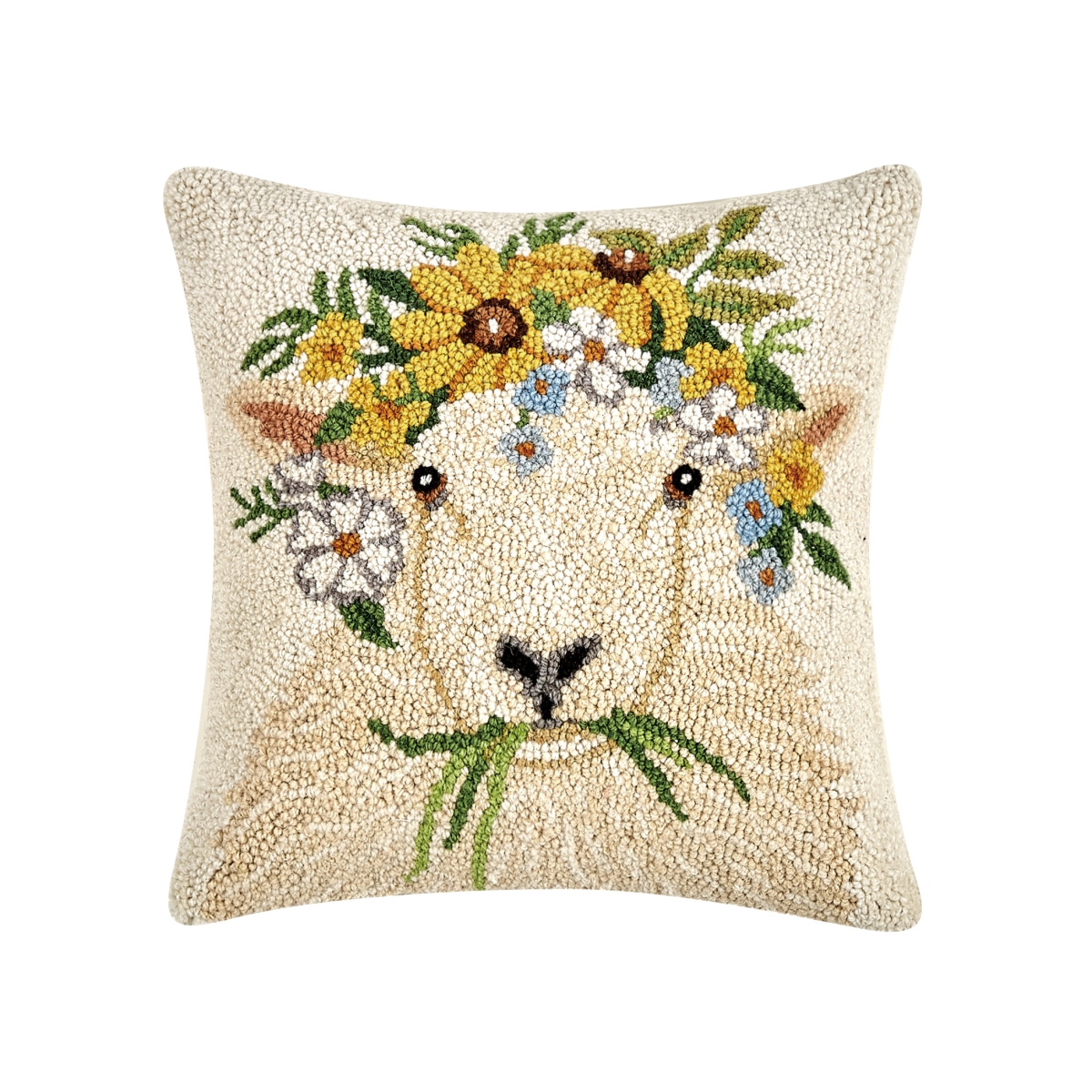 14 x 14 in. Spring Sheep Hook Pillow