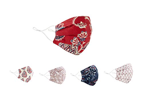 Fabric Jacobean Floral Face Mask, Red