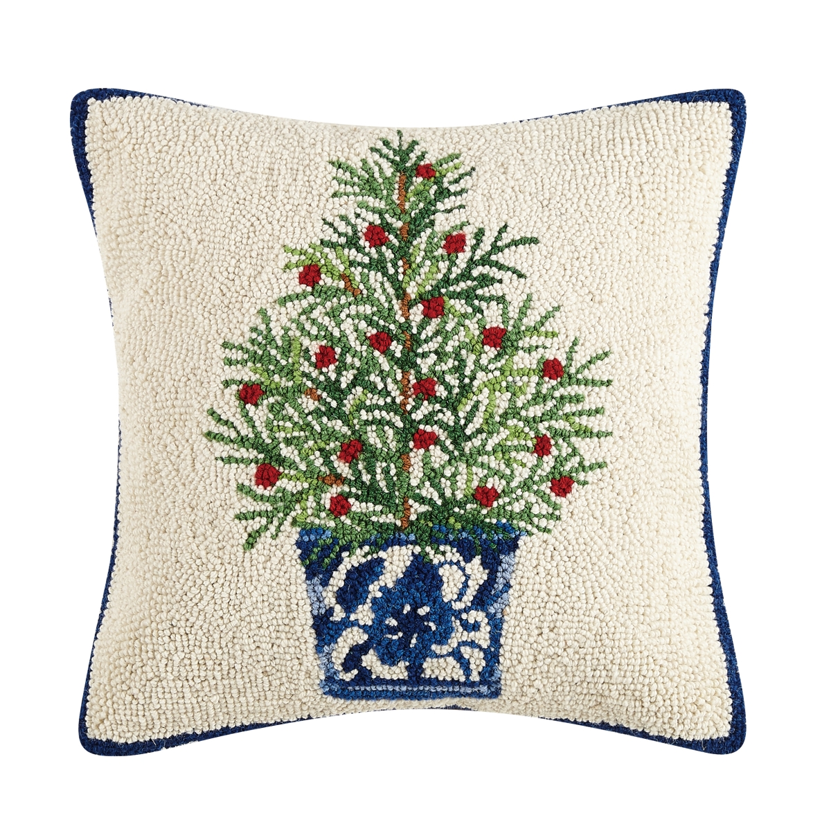 16 x 16 in. Holiday Chinoiserie Tree Poly Filled Hook Pillow
