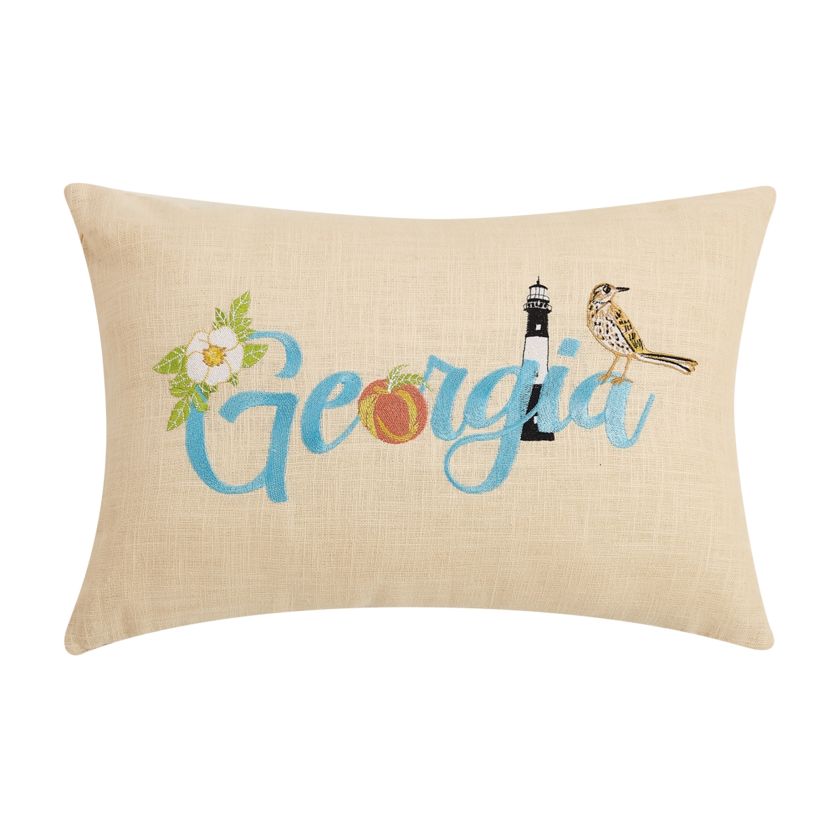 24TG590C18OB 12 x 18 in. Georgia Embroidered Oblong Shaped Pillow, Ramie & Cotton