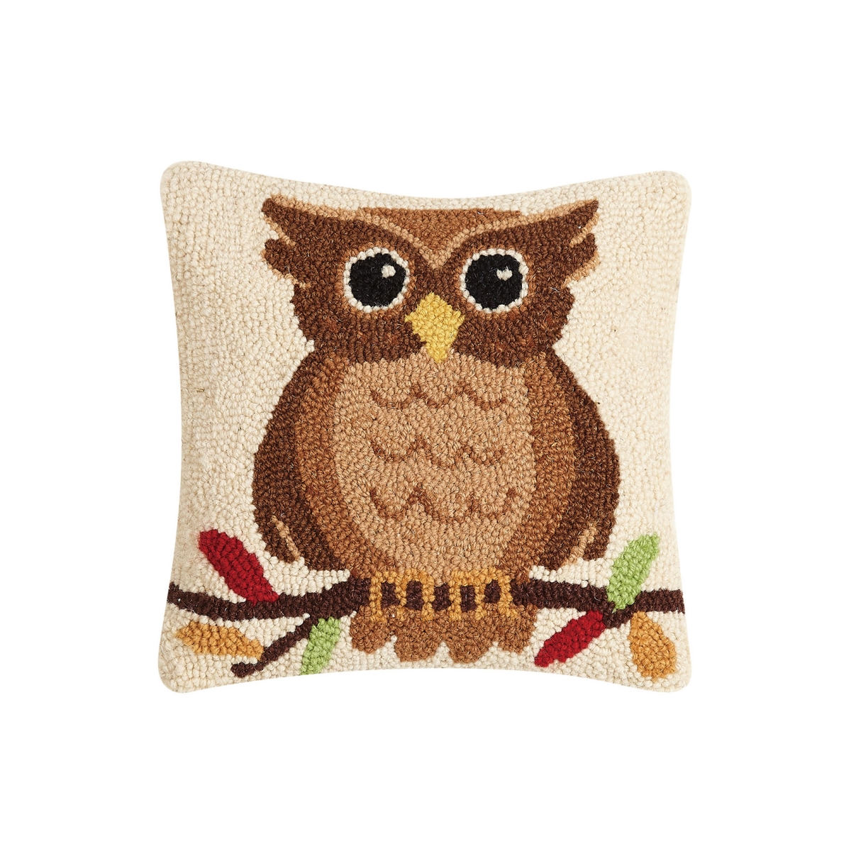 10 x 10 in. M-2 PF Square Fall Owl Hook Pillow