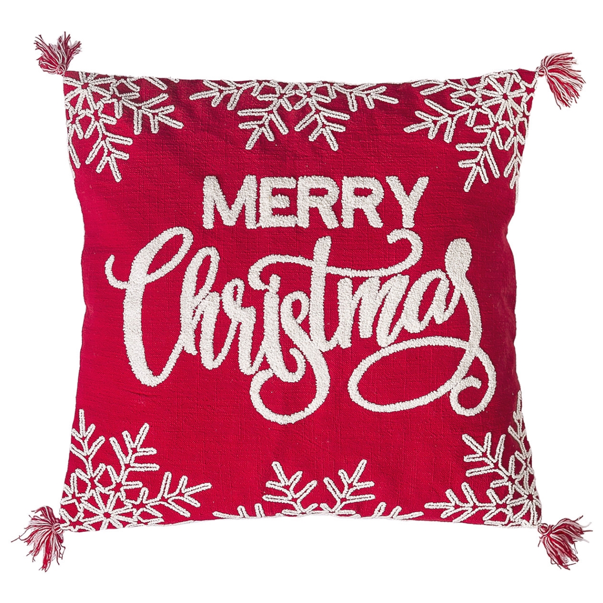Picture of Peking Handicraft 31PK1004C20SQ 20 x 20 in. Snowflake Christmas Poly Filled Embroidered Pillow