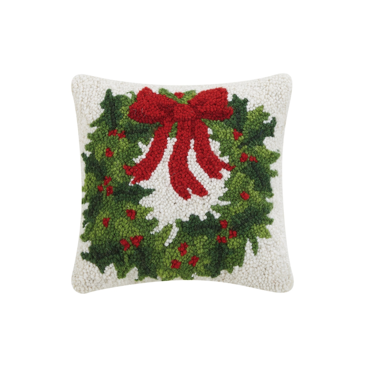 10 x 10 in. Holiday Wreath Hook Pillow