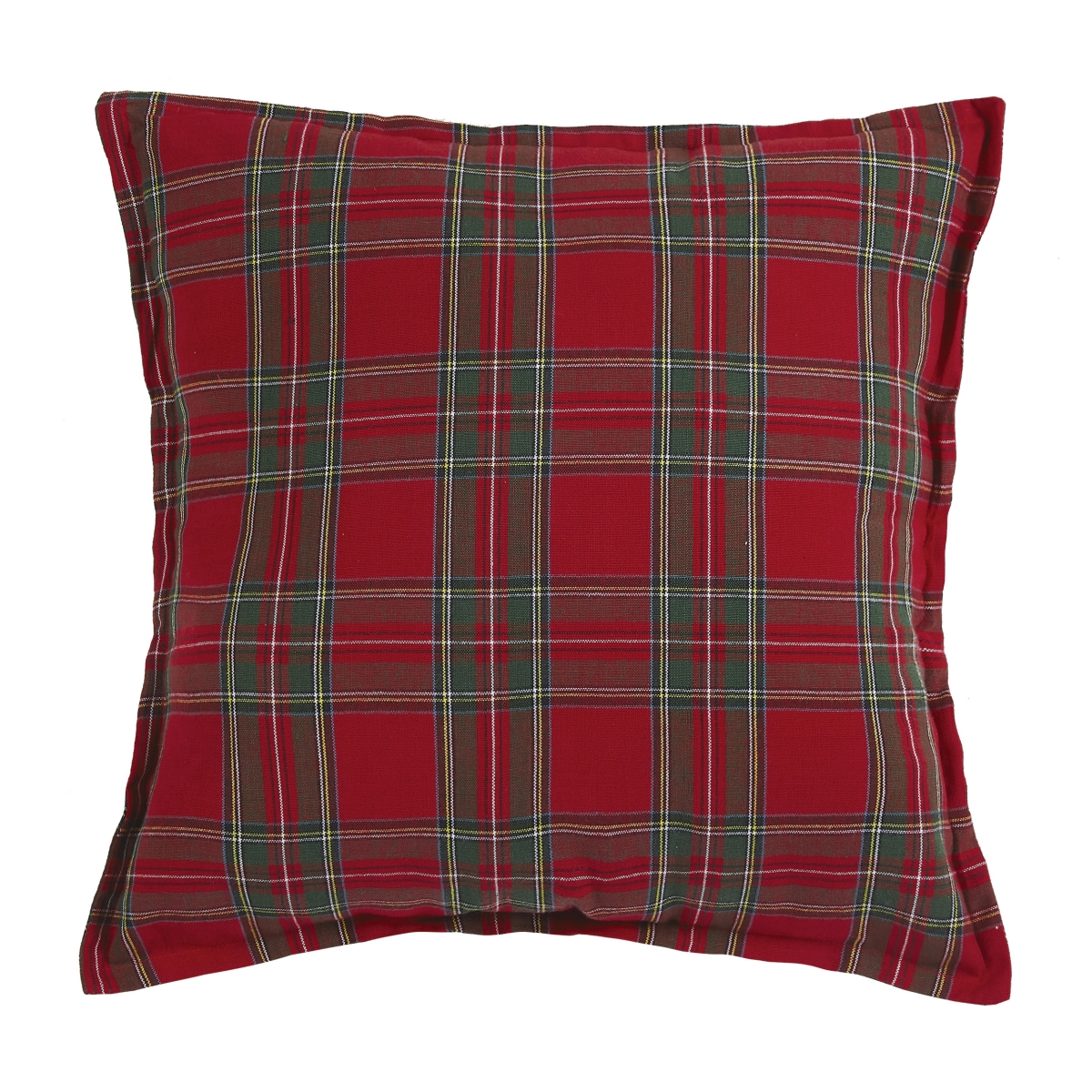 Picture of Peking Handicraft 31PK1038C18SQ 18 x 18 in. Plaid Embroidered Poly Filled Hook Pillow&#44; Red