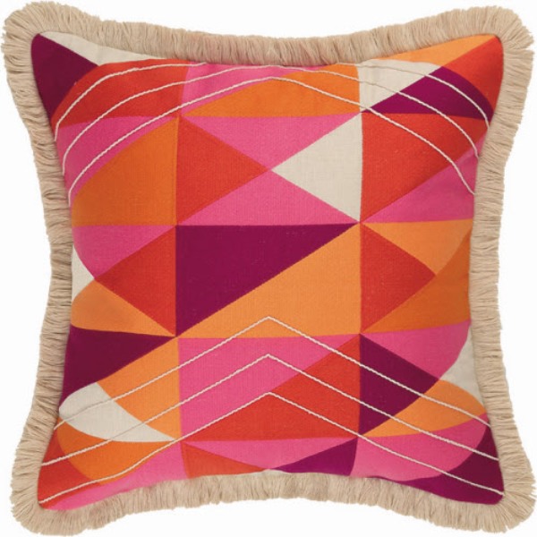 20 x 20 in. Colfax Embroidered Down Filled Pillow, Fuchsia