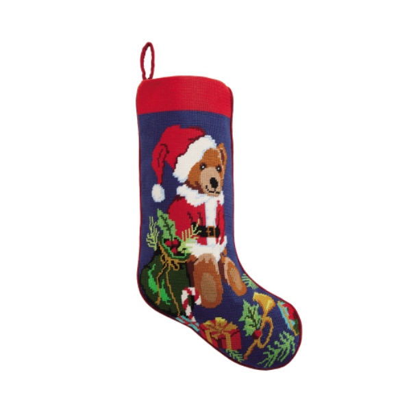 11 x 18 in. Bear Presents Embroidered Needlepoint Stocking