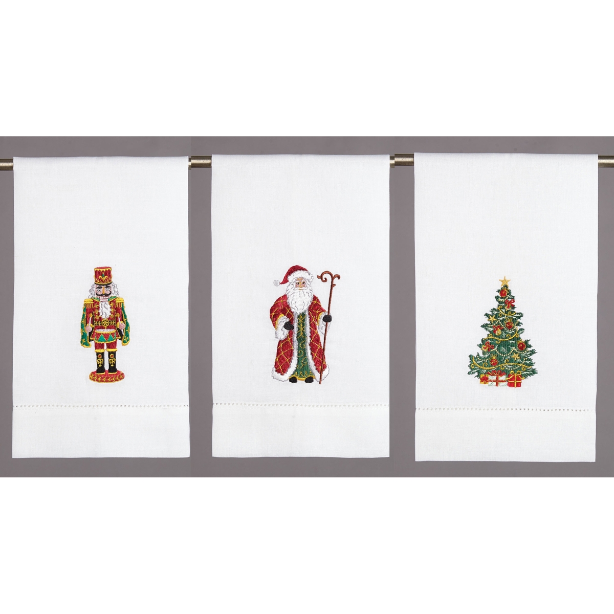 14 x 22 in. Nutcracker Santa Tree Guest Towel, Assorted Style - Set of 6