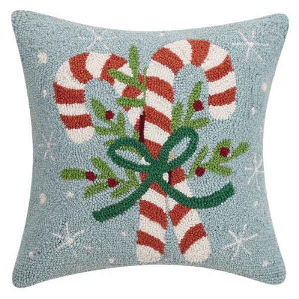 16 x 16 in. Candy Canes Polyester Filler Hook Pillow