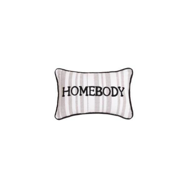 24AAT20C12OB 8 x 12 in. Gray Stripe Homebody Crewel Blown Filled Pillow