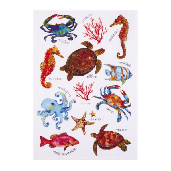 Picture of Peking Handicraft 04SER548WC 18 x 25 in. Field Guide Sealife Kitchen Towel