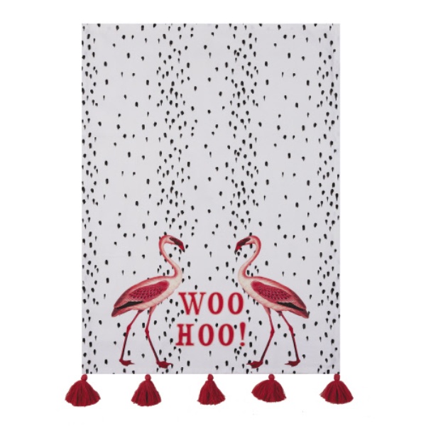 Picture of Peking Handicraft 04YE24C 18 x 25 in. Flamingo with Tassels Kitchen Towel