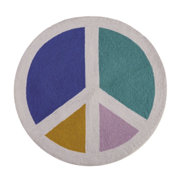 Picture of Peking Handicraft 30APS77C03RD 3 ft. Circle Shaped Peace Round Hook Rug