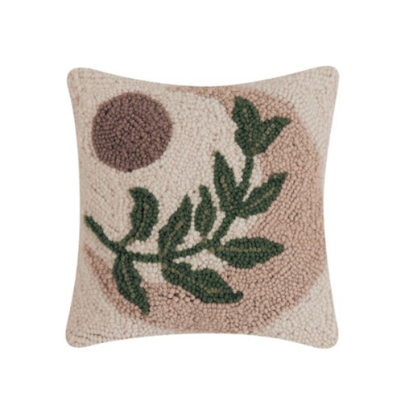 10 x 10 in. Moon & Leaves Polyester Filler Hook Pillow