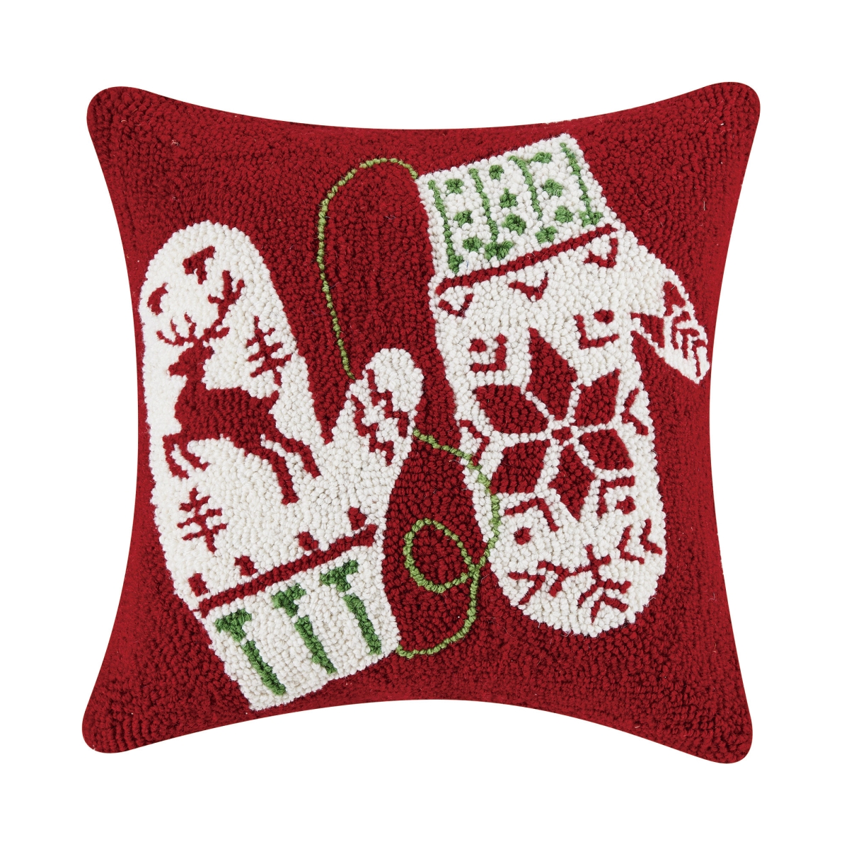 Picture of Peking Handicraft 31SJM10586C16SQ 16 x 16 in. Reindeer Snowflake Mittens Hook Throw Pillow