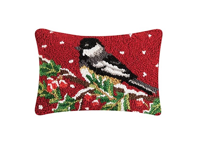 8 x 12 in. Chickadee On Branch Polyester Filler Hook Pillow