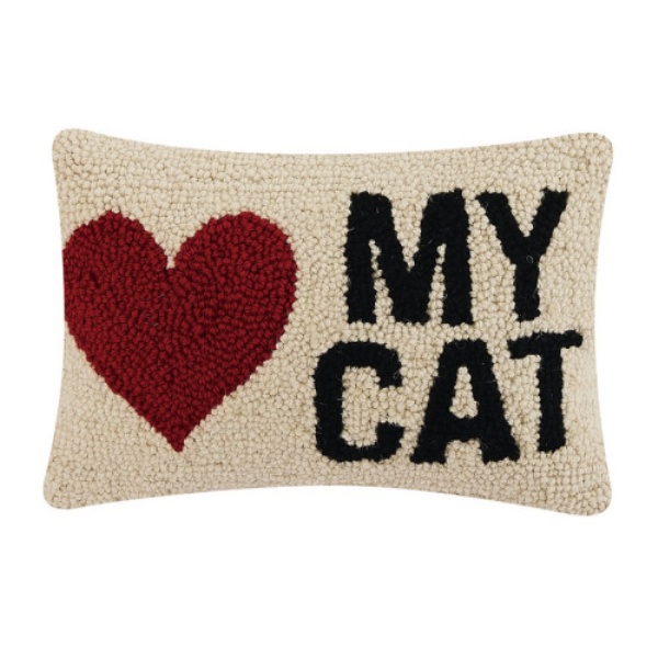 30RN159C12OB 8 x 12 in. My Heart Cat Polyester Filler Hook Pillow