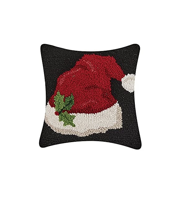 31SJM10676C10SQ 10 x 10 in. Santa Hat Polyester Filler Hook Pillow