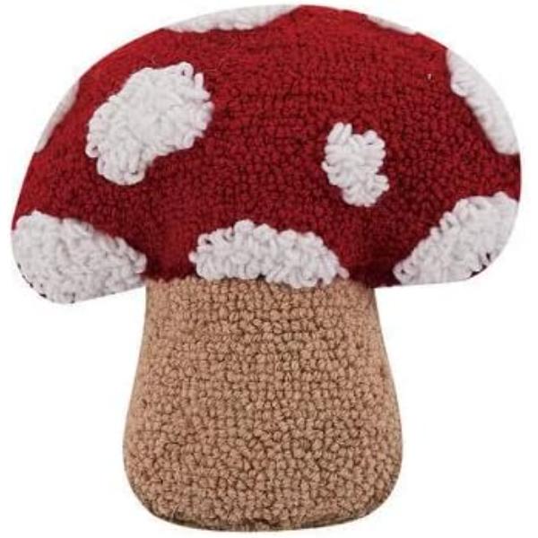 30RN186C10SQ 10 x 10 in. Mushroom Shaped Square Hooked Pillow, Multi Color